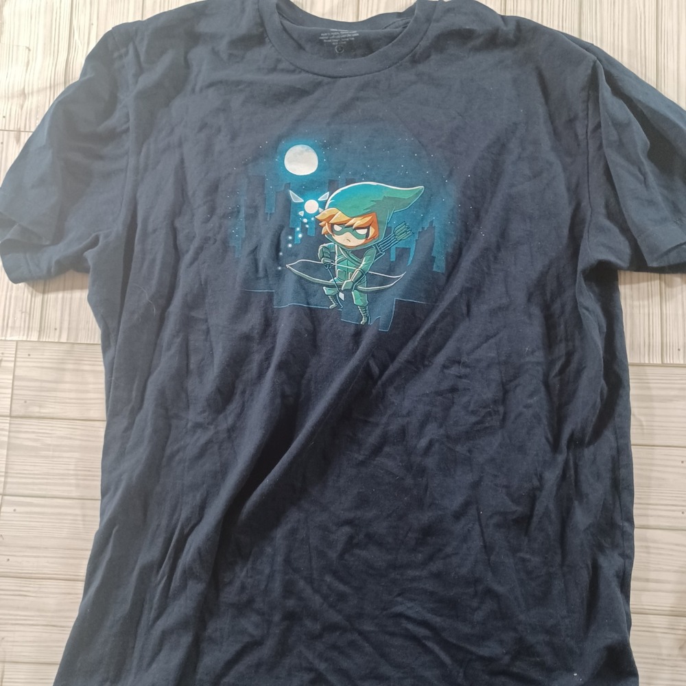 TeeTurtle Mens Navy Blue Chibi Archer Graphic T-Shirt Size Large Cotton Tee